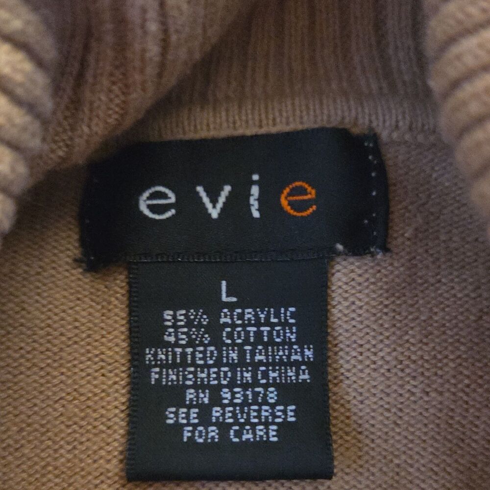 Evie Tan Knit Turtleneck Pullover Sweater Button Sleeves All The Way Up 2008 - Picture 2 of 8